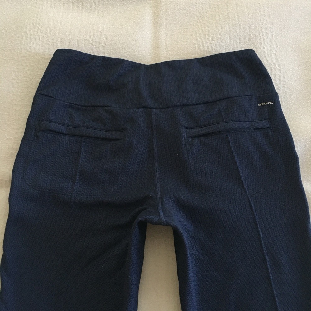 Mondetta Herringbone Straight Leg Pants Women's Size Medium Navy Blue Pockets